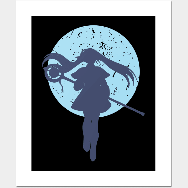 A design featuring Frieren the elf girl character as Frieren the Slayer with full moon background from Sousou no Frieren Frieren Beyond Journeys End or Frieren at the Funeral anime fall 2023 D9 SNF51 Wall Art by Animangapoi